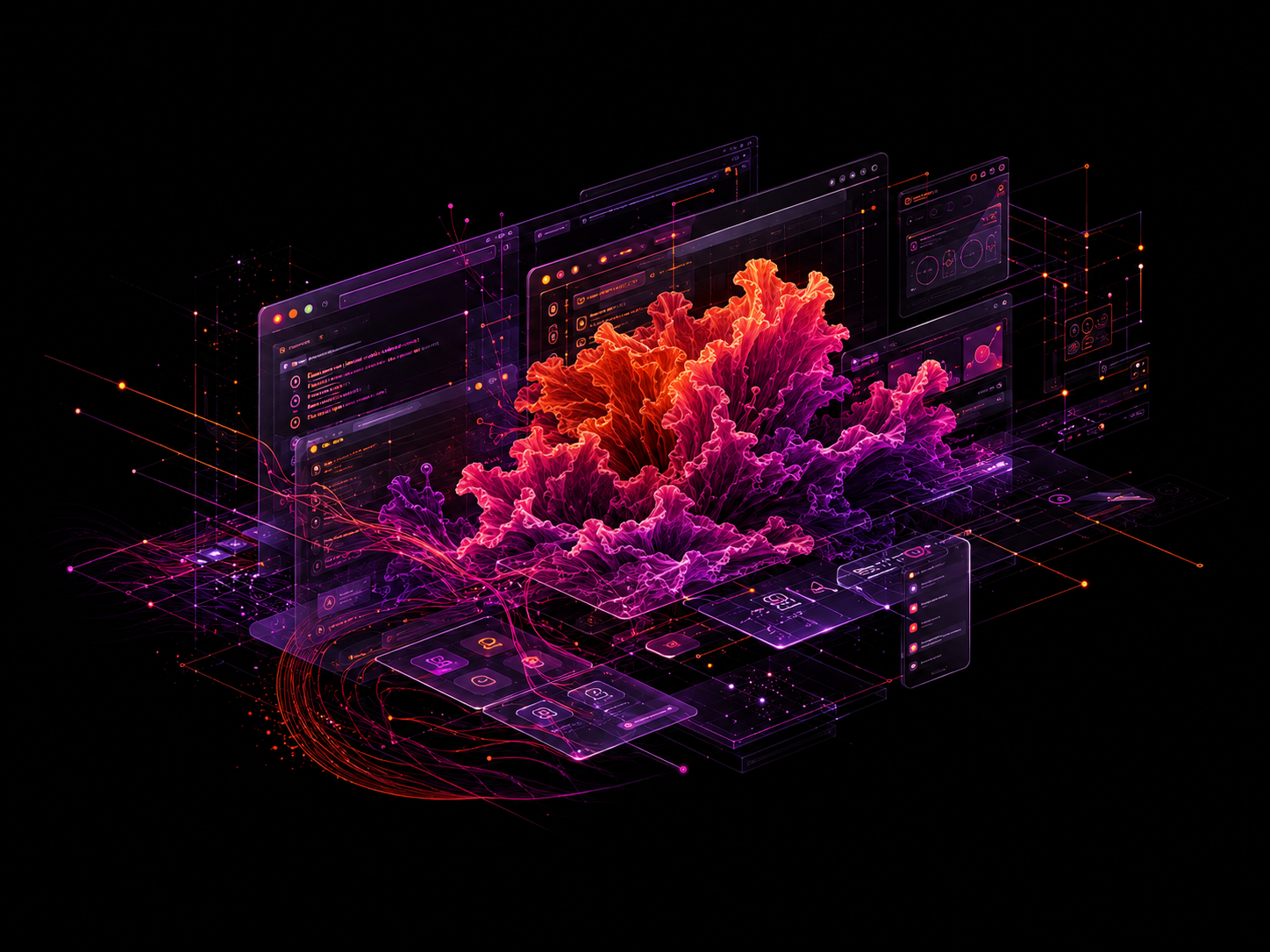 Abstract coral visual representing web development